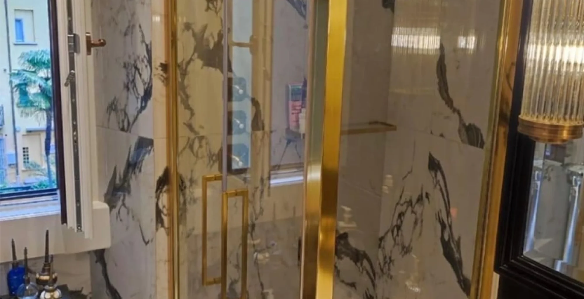 box doccia canalina oro