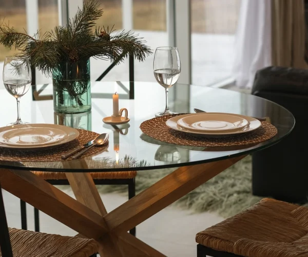 tavolo rotondo in vetro