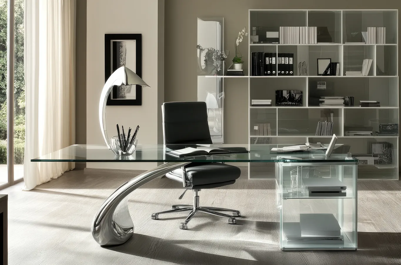 scrivania piano vetro