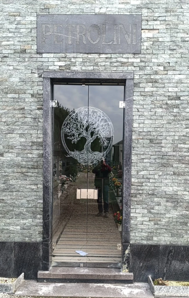 porta per cimitero in cristallo
